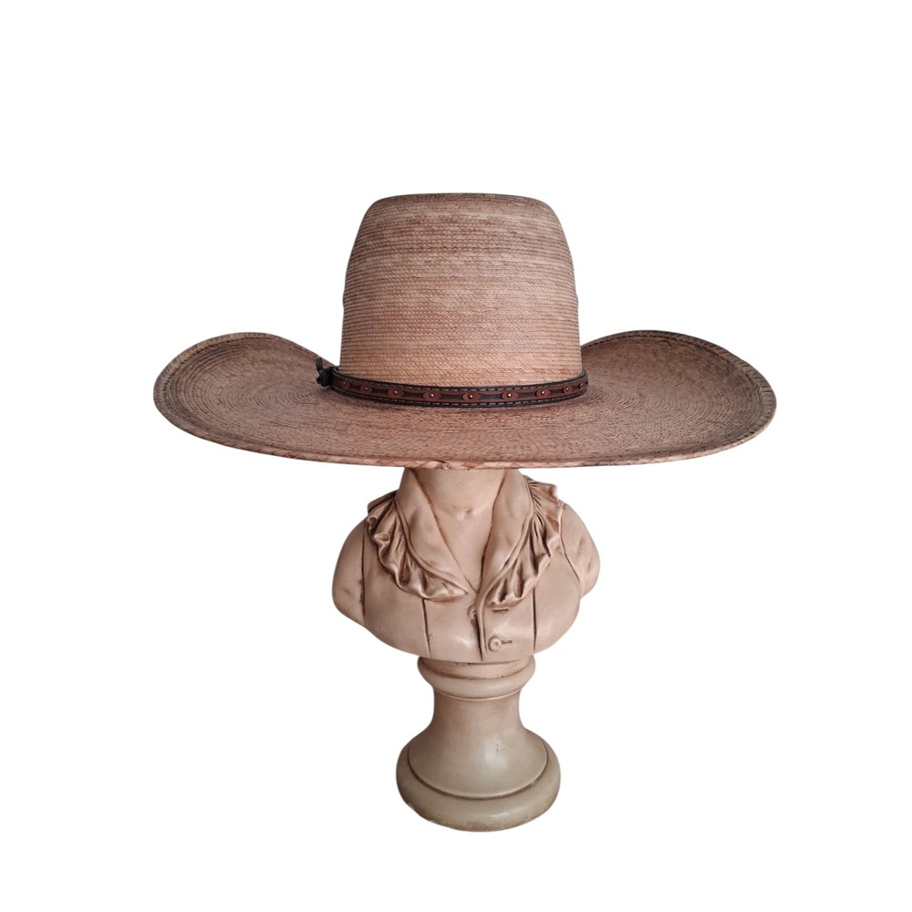 ARIAT Western Men's Fired Palm Leaf Straw Western Cowboy Hat Sun Protection Farm - Picture 9 of 16